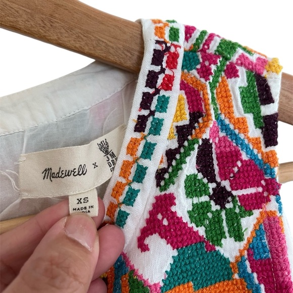 Madewell x JM Dry Goods Embroidered White La Paloma Shift Dress XS - Picture 4 of 4